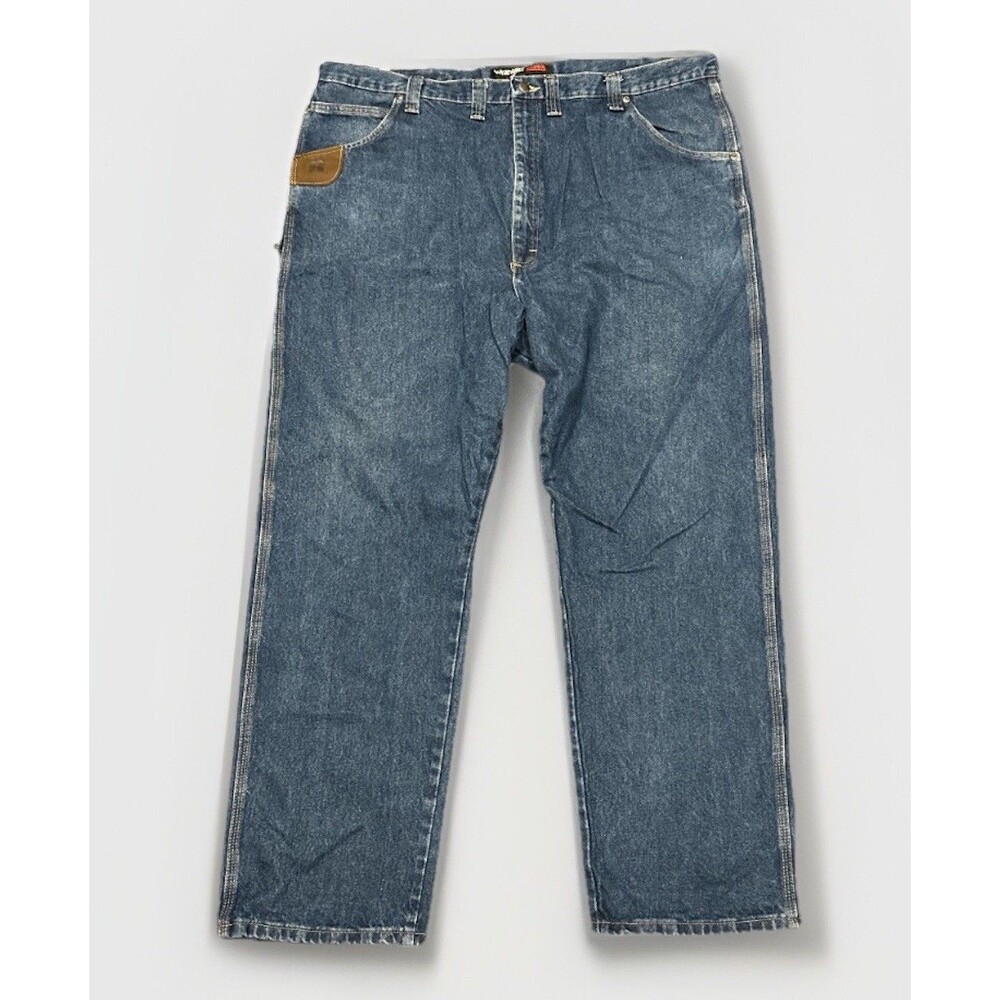 Wrangler Riggs Workwear Mens 46x34 Carpenter Jeans Relaxed Fit Gusset Denim Read